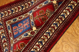 手織りペルシャ絨毯トルケマン産ウール玄関マット58557