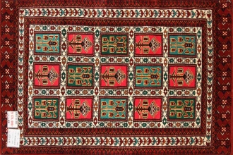 手織りペルシャ絨毯トルケマン産ウール玄関マット58584