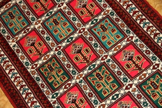 手織りペルシャ絨毯トルケマン産ウール玄関マット58584