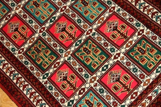 手織りペルシャ絨毯トルケマン産ウール玄関マット58584