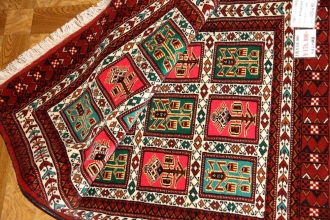 手織りペルシャ絨毯トルケマン産ウール玄関マット58584