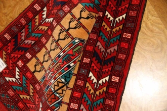 高品質のトルケマン産の手織りペルシャ絨毯玄関マット58586