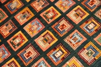 高級オリジナルイラン製ギャッベ、おしゃれチェス模様18841