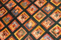 高級オリジナルイラン製ギャッベ、おしゃれチェス模様18841