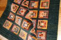 高級オリジナルイラン製ギャッベ、おしゃれチェス模様18841