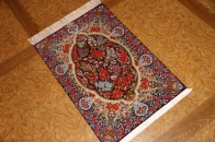 花模様シルク手織りペルシャ絨毯玄関マットサイズ56049