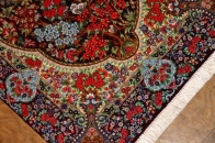 花模様シルク手織りペルシャ絨毯玄関マットサイズ56049