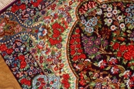 花模様シルク手織りペルシャ絨毯玄関マットサイズ56049