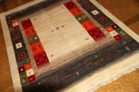 高品質のメリノウールの手織りギャッベ、フワフワラグ188214