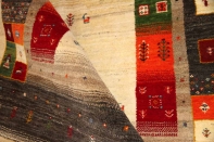 高品質のメリノウールの手織りギャッベ、フワフワラグ188214