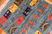 カラフルなギャッベイラン製羊毛ウールの細かい織り方26291