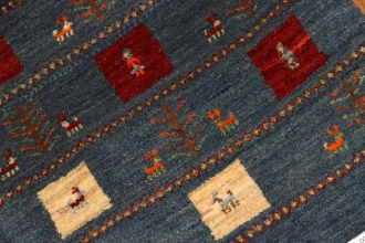 手織りペルシャギャッベイラン製ブルー色58155