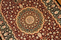 赤い玄関マットクムの手織りペルシャシルク50065