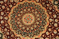 赤い玄関マットクムの手織りペルシャシルク50065