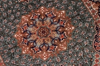 グリーン色の手織りシルク玄関マットペルシャ56075