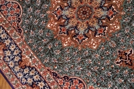 グリーン色の手織りシルク玄関マットペルシャ56075