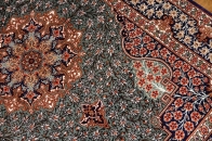 グリーン色の手織りシルク玄関マットペルシャ56075