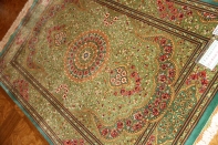 高級手作りペルシャ絨毯クムシルクグリーン57008