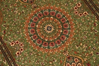 高級手作りペルシャ絨毯クムシルクグリーン57008
