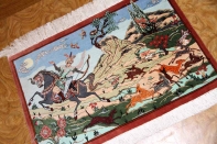 クムシルクのハンティングデザインペルシャ絨毯50013