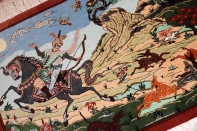 クムシルクのハンティングデザインペルシャ絨毯50013