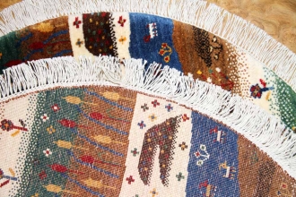 オリジナルペルシャギャッベ円形、丸のギャッベ42541