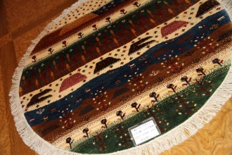 オリジナルペルシャギャッベ円形、丸のギャッベ42541