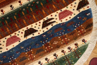 オリジナルペルシャギャッベ円形、丸のギャッベ42541