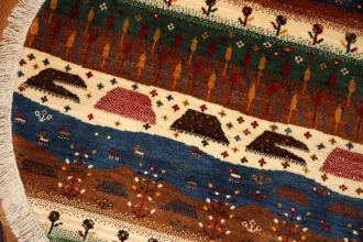 オリジナルペルシャギャッベ円形、丸のギャッベ42541