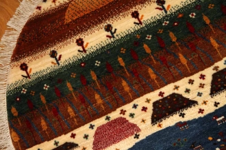 オリジナルペルシャギャッベ円形、丸のギャッベ42541