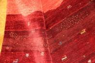 高品質イラン製赤いメリノウールギャッベ手織りペルシャギャッベ19219