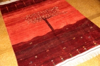 高品質イラン製赤いメリノウールギャッベ手織りペルシャギャッベ19219