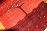 高品質イラン製赤いメリノウールギャッベ手織りペルシャギャッベ19219