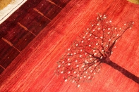 高品質イラン製赤いメリノウールギャッベ手織りペルシャギャッベ19219