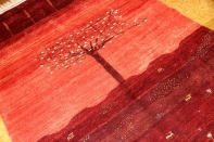 高品質イラン製赤いメリノウールギャッベ手織りペルシャギャッベ19219