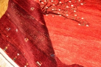 高品質イラン製赤いメリノウールギャッベ手織りペルシャギャッベ19219