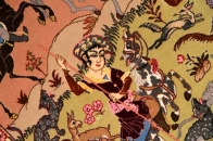 ペルシャ絨毯のハンティング模様イスファハン50134