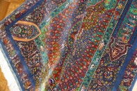 トップクラス手織りシルクペルシャ絨毯有名工房センターラグ60019