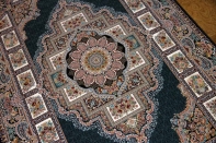 最高級機械織りペルシャカーペットメダリオン紺色990077D