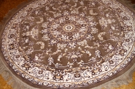 丸いイラン製の機械織りカーペット茶色99002