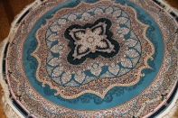 最高級機械織りペルシャカーペット丸い形ブルー990085L