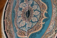 最高級機械織りペルシャカーペット丸い形ブルー990085L