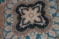 最高級機械織りペルシャカーペット丸い形ブルー990085L