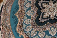 最高級機械織りペルシャカーペット丸い形ブルー990085L