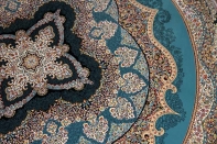 最高級機械織りペルシャカーペット丸い形ブルー990085L