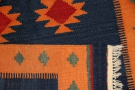 キリムの玄関マットイラン輸入ブルー色46515