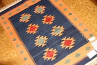 キリムの玄関マットイラン輸入ブルー色46515