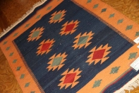 キリムの玄関マットイラン輸入ブルー色46515