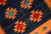 キリムの玄関マットイラン輸入ブルー色46515