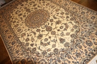 ペルシャリビング絨毯の6帖、明るい色彩メダリオン59034